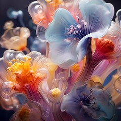 AI generated illustration of vibrant biolumine flowers