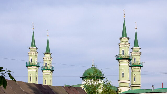 Khalid bin Walid Mosque in the city of Sterlitamak on a summer day