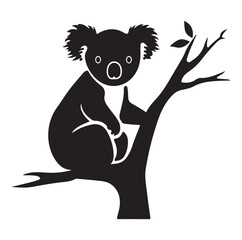 Cute koala animal silhouettes vector