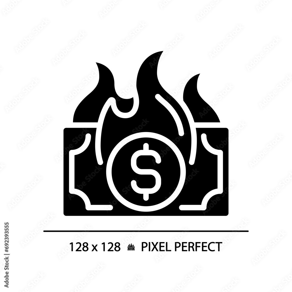 Wall mural 2d pixel perfect glyph style inflation icon, solid isolated vector, simple silhouette illustration r