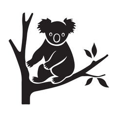 Cute koala animal silhouettes vector