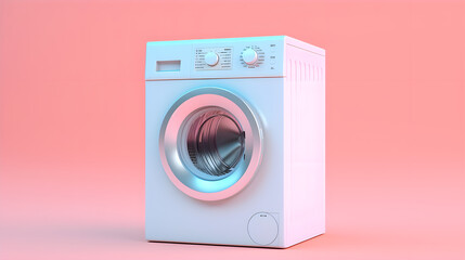 White washing machine on a peach background
