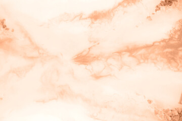 Epoxy resin paint, abstract background. Demonstrating the colors of 2024 - Peach Fuzz.