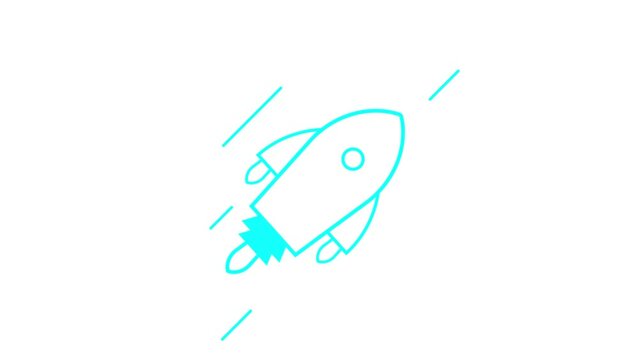 Rocket Animated line Icon. 4k Animated Icon to Improve Project and Ex plainer Video