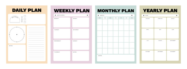 Printable Planner Template Collection with Daily Planner, Weekly Planner, Monthly Planner, Yearly Planner, Habit Tracker