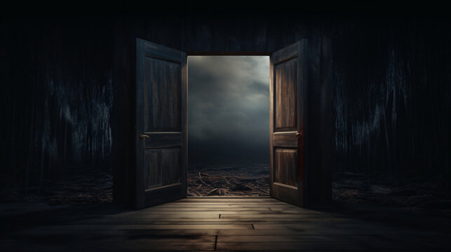 Open door to a dark room
