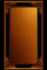 Golden frame on a brown background. Generative AI.