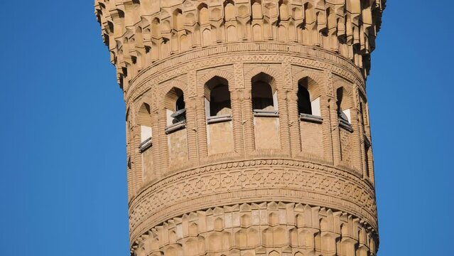 Bukhara, Uzbekistan Aerial view of Kalan Minaret Emir and Alim Khan madrasah of Po-i-Kalan (Poi Kalan) - islamic religious complex