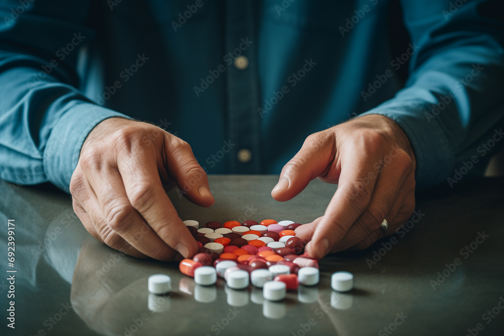Leinwandbilder a person taking a thyroid medication, emphasizing the importance of medication adherence in managing