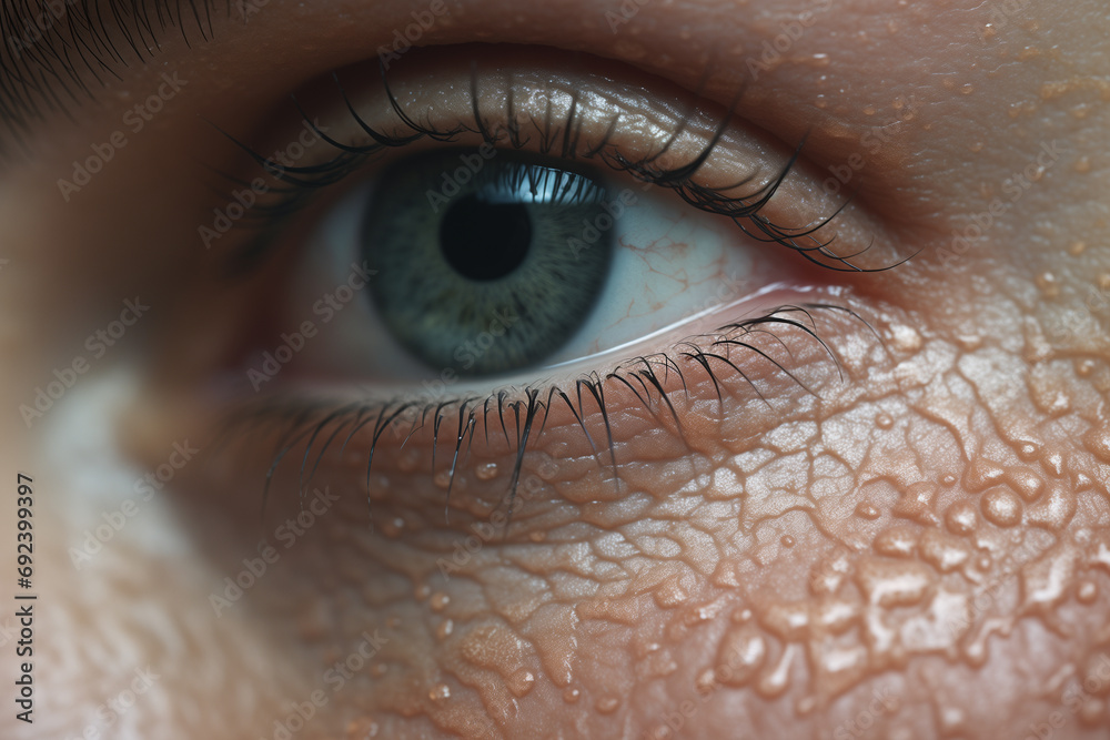 Poster A close-up image showcasing the natural texture of the skin, with pores appearing as tiny, barely visible dots across the surface.