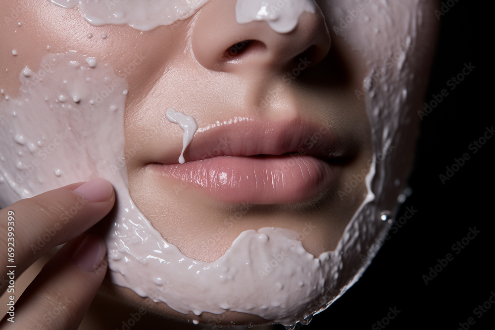 Poster a detailed photograph of a skincare product being applied, with the formula designed to reduce the a