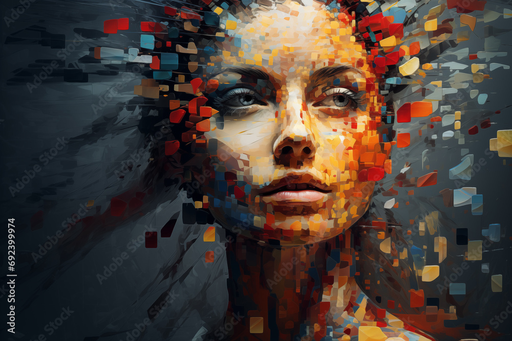Poster a digital collage of fragmented images, forming a visual narrative that challenges conventional perc