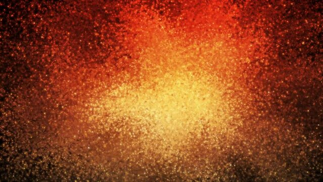 cg particle motion background golden orange explosure isolated on black cosmic dust shining star birth new life concept