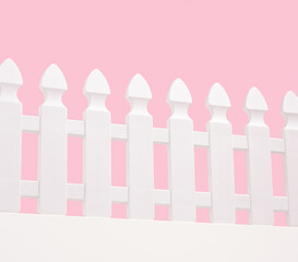 White fence. Countryside and gardening concept.