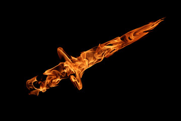 fire flame sword isolated on black © prapann