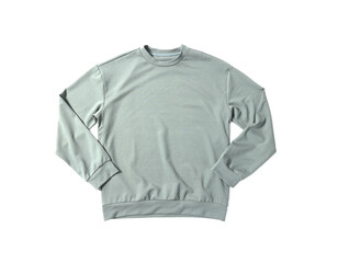 Stylish grey sweater isolated on white, top view