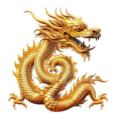 Chinese golden dragon on a white background © twilight mist