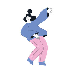 Plump Woman Character Dance Happily at Party Vector Illustration