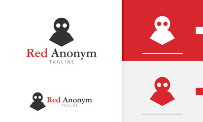 Logo design icon of man ghost spy agent anonymous mascot doll character with big circle round eye