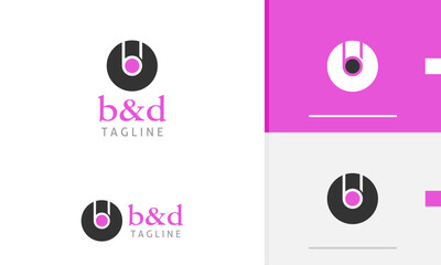 Logo design icon of circle cd disk vinyl with combination letter b d initial music record studio