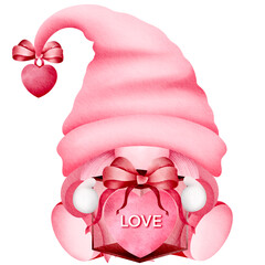 Valentine's Day Pink Gnome Holding a Heart Shaped Box