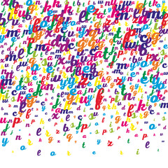 Scattered letters of latin alphabet. Colorful