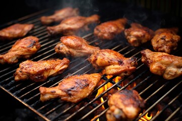 Grilled chicken wings on the grill