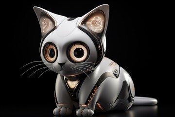 Artificial intelligence robot cat. Futuristic concept