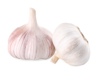 Heads of fresh garlic isolated on white