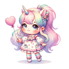 Fototapeta premium watercolor cute valentine pony