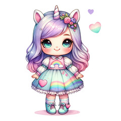 watercolor cute valentine pony