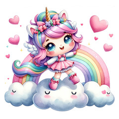 watercolor cute valentine pony