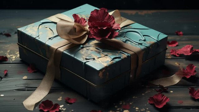 Horizontal video happy valentines day animation. Valentine gifts and beautiful red roses background. Valentine and romantic animation video.
