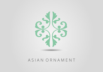 Vintage ornate linear ornament in Kazakh traditional style. Asian floral designs. Abstract Asian elements of the national pattern of the ancient nomads of the Kyrgyz, Mongols, Kazakhs, Tatars.