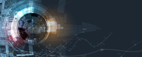 Obraz premium Technology Network Vector Background.. Science and technology presentation background. Big data connectivity software development wallpaper