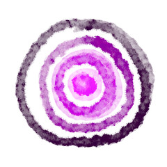 Circle painted watercolor swirl isolated on white background, Purple, Violet color, Hand drawn, Round strokes of  paint brush, Abstract, Gradient shape, Watercolor illustration
