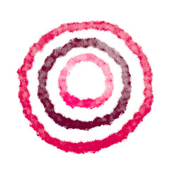 Circle painted watercolor swirl isolated on white background, Pink, Red, Wine color, Hand drawn, Round strokes of  paint brush, Abstract, Gradient shape, Watercolor illustration