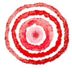 Circle painted watercolor swirl isolated on white background, Pink, Red color, Hand drawn, Round strokes of  paint brush, Abstract, Gradient shape, Watercolor illustration