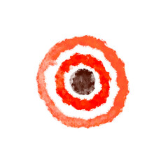 Circle painted watercolor swirl isolated on white background, Orange, Pink, Red color, Hand drawn, Round strokes of  paint brush, Abstract, Gradient shape, Watercolor illustration