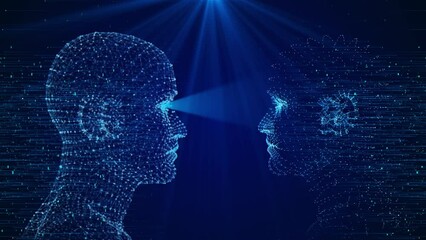 Man 3D virtual personality Facial Recognition System concept. Face Recognition 3D scanning interface. virtual human, virtual character, Digital clone Portrait. cyber security hologram Machine learning - Powered by Adobe