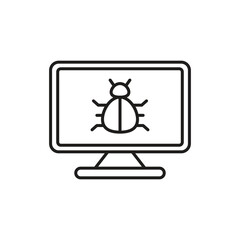 Computer bug line icon design. isolated on white background. vector illustration