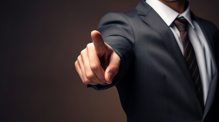 Business man points his finger at you, Businessman pointing with finger with copy space