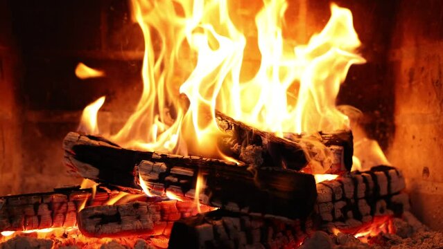 Fire place at home for relaxing evening. Asmr sleep
