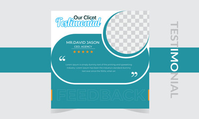  vector file  editable  testimonial  client review template with 5 star rating remark eye catching square size template.