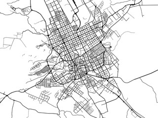 Vector road map of the city of Riyadh in the Kingdom of Saudi Arabia with black roads on a white background.
