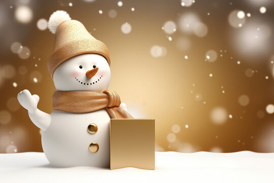 Creative design concept with 3d snowman for the new year
