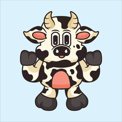 Cute cow mascot cartoon vector icon illustration