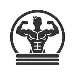 Bodybuilder logo isolated on a white background. Vector illustration