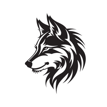 recommend clip art: Wolf in cartoon, doodle style. Isolated 2d vector illustration in logo, icon, sketch style, Eps 10, black and white. AI Generative