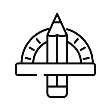 pencil protractor ruler black outline clip art preview